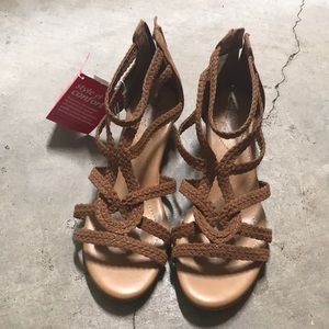 Woven heeled sandals
